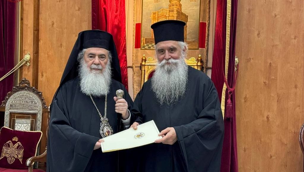 Νέα-σελίδα-για-τη-Μονή-Σινά:-Συνάντηση-Πατριάρχη-Ιεροσολύμων-Θεοφίλου-και-Αρχιεπισκόπου-Σινά-Συμεών,-μια-ημέρα-μετά-τη-χειροτονία