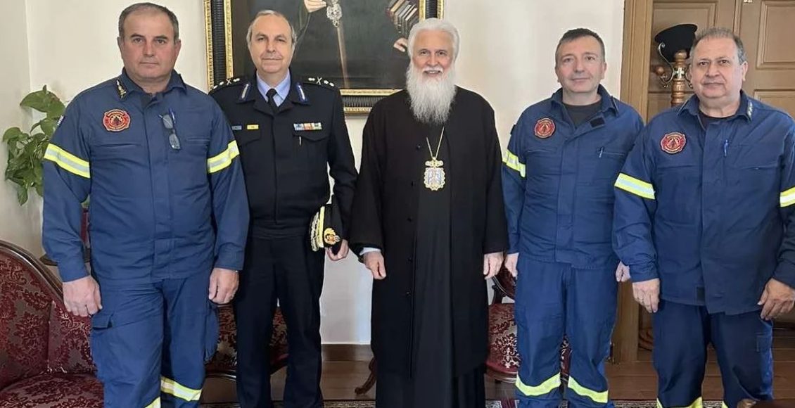 Επίσκεψη-Στρατηγού-Πυροσβεστικής-στον-Μητροπολίτη-Λήμνου