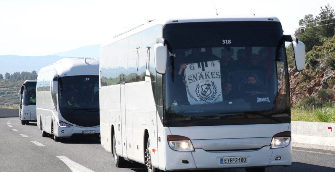 Τελικός-Κυπέλλου:-Κονβόι-λεωφορείων-με-φιλάθλους-του-ΟΦΗ-προς-τον-Βόλο