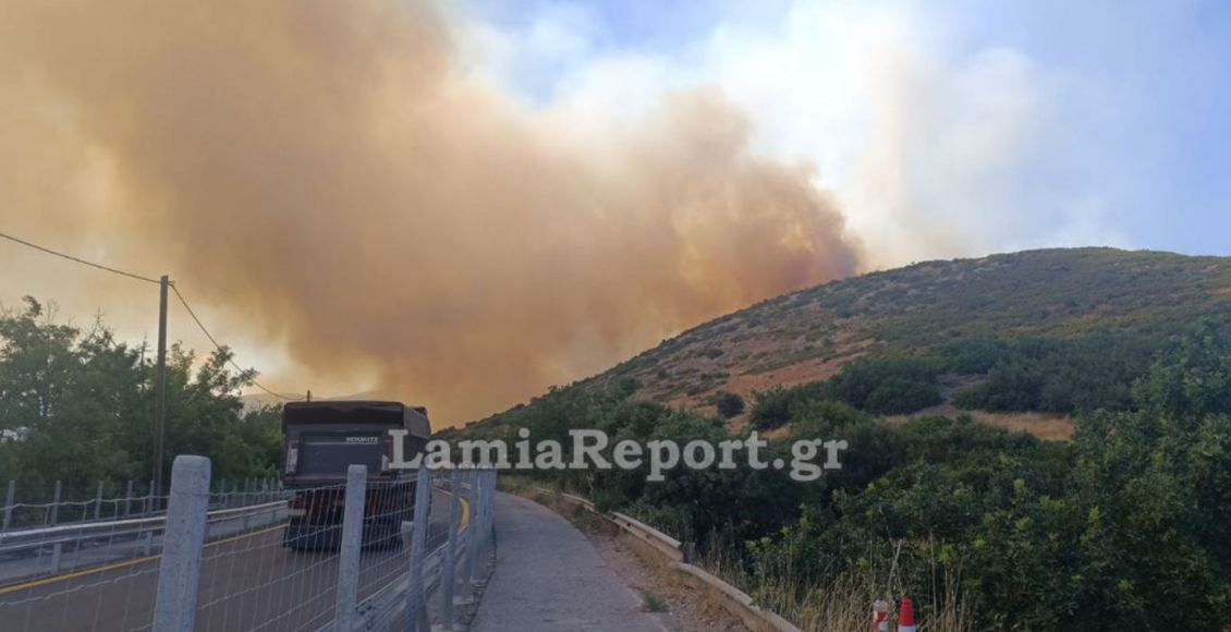 Ανεξέλεγκτη-η-φωτιά-στο-Ακραίφνιο-Βοιωτίας:-Έκλεισε-η-Εθνική-Οδός-Αθηνών-–-Λαμίας